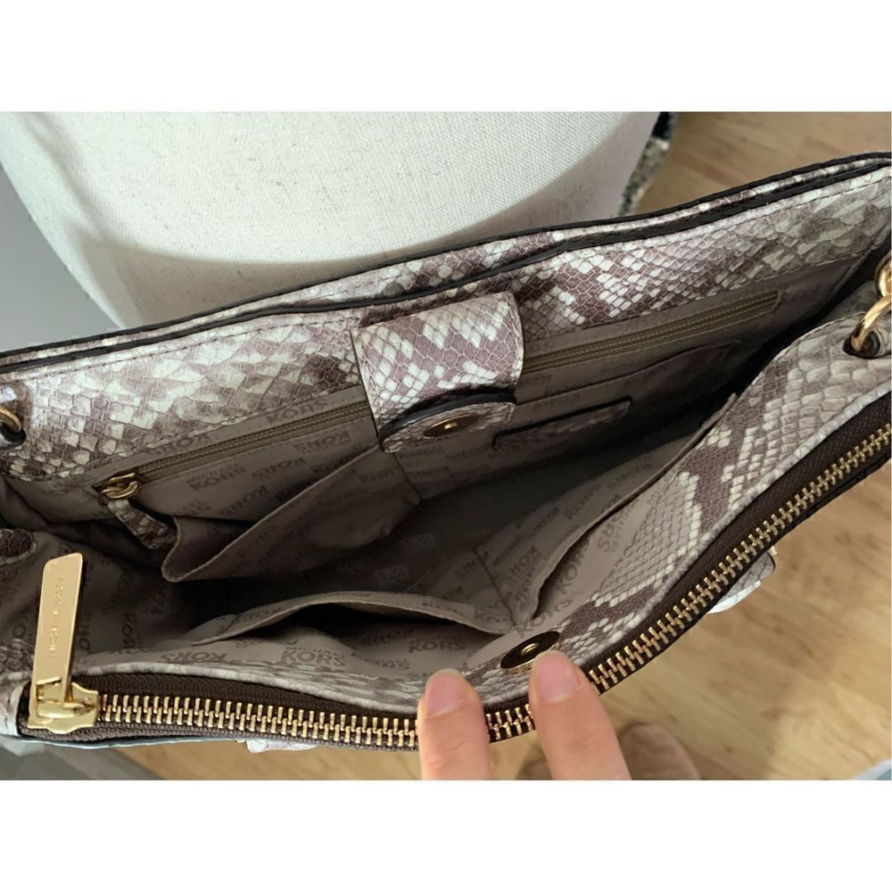 Michael Kors Beige Python Embossed Leather Satchel - Picture 2 of 8